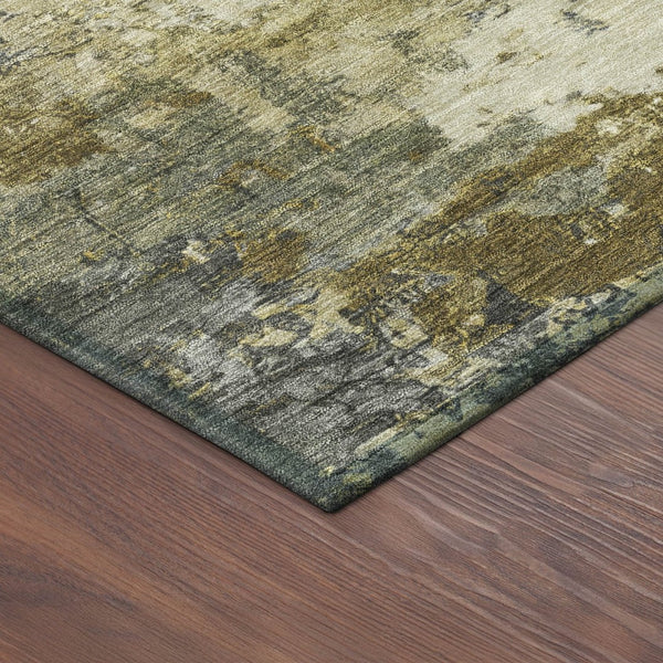 HomeRoots 9' X 12' Stylish Pewter and Gold Abstract Washable Area Rug for Indoor/Outdoor Versatility 688979