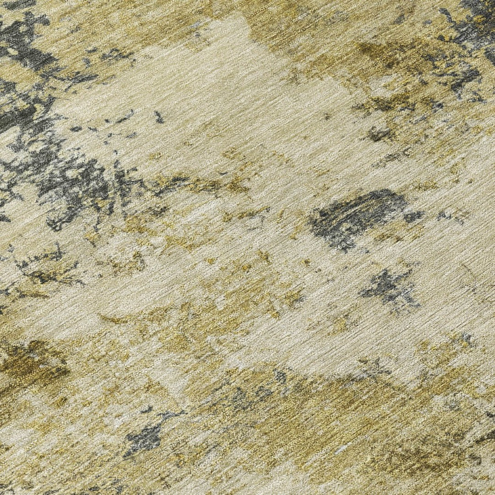 HomeRoots 9' X 12' Stylish Pewter and Gold Abstract Washable Area Rug for Indoor/Outdoor Versatility 688979