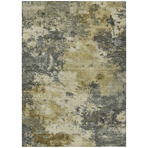HomeRoots 10' X 14' Stylish Pewter and Gold Abstract Washable Area Rug for Indoor and Outdoor Elegance 688980