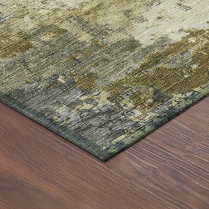HomeRoots 10' X 14' Stylish Pewter and Gold Abstract Washable Area Rug for Indoor and Outdoor Elegance 688980