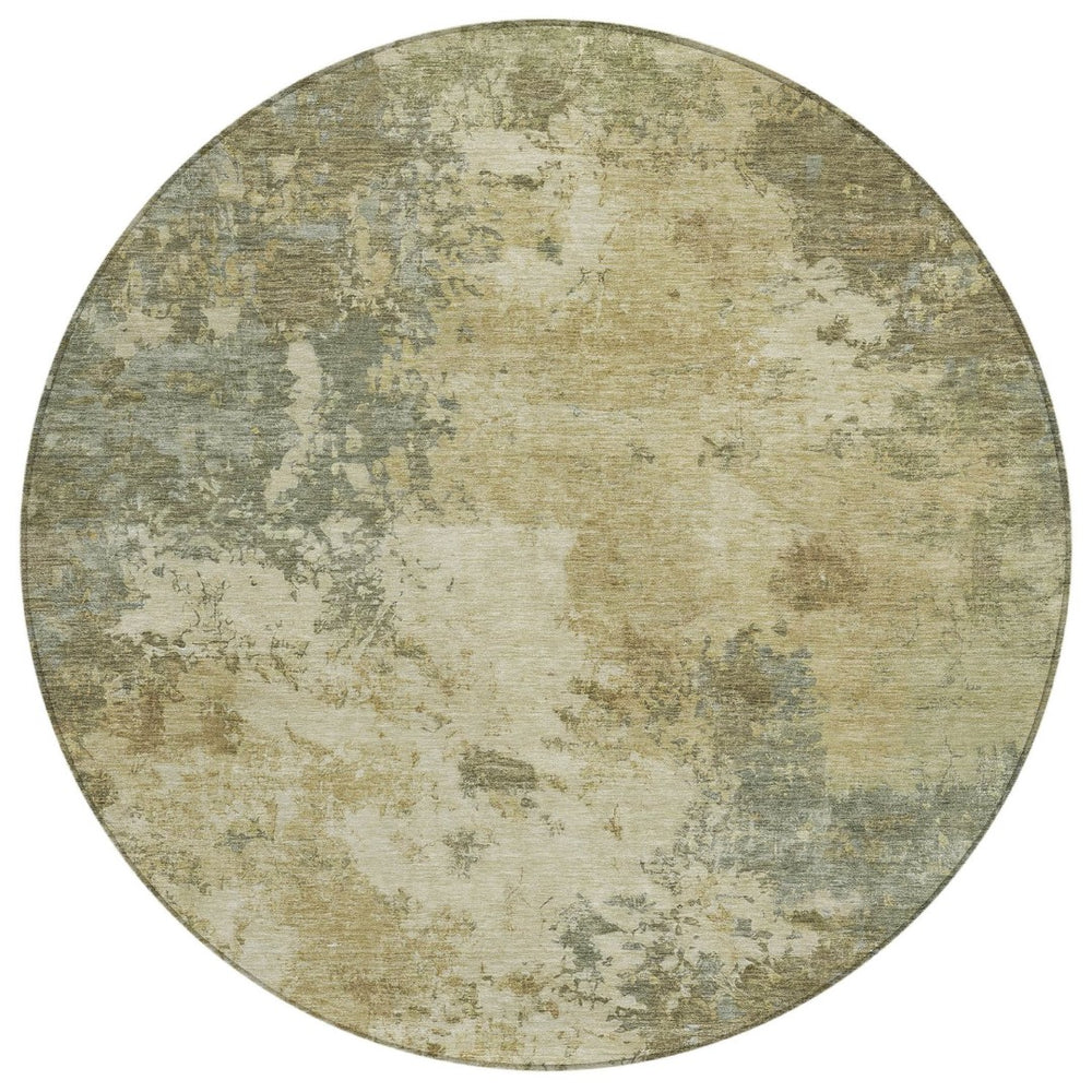 HomeRoots 8' Wheat Beige Round Abstract Area Rug – Durable, Washable & Stylish for Indoor/Outdoor Spaces! 688983