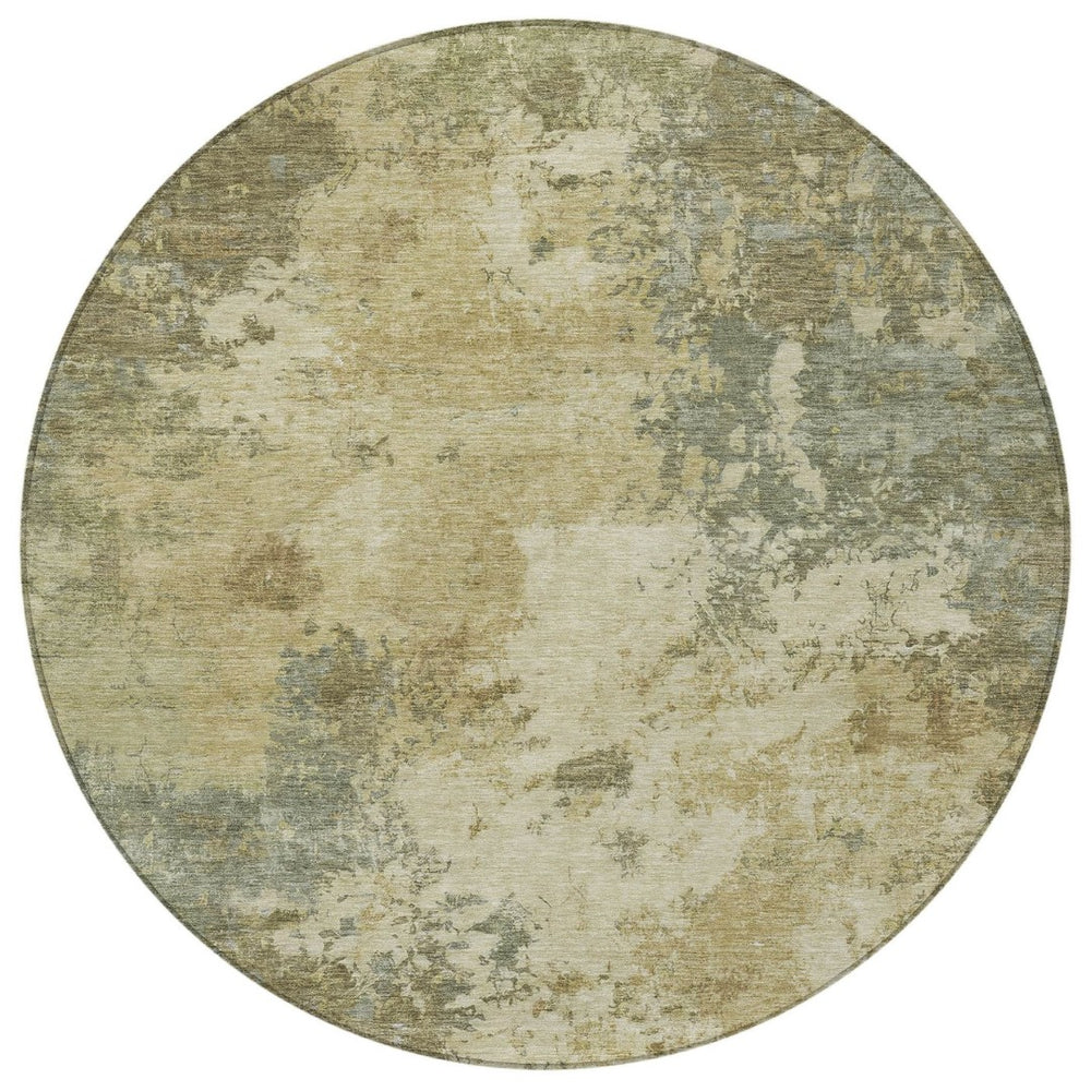 HomeRoots 8' Wheat Beige Round Abstract Area Rug – Durable, Washable & Stylish for Indoor/Outdoor Spaces! 688983