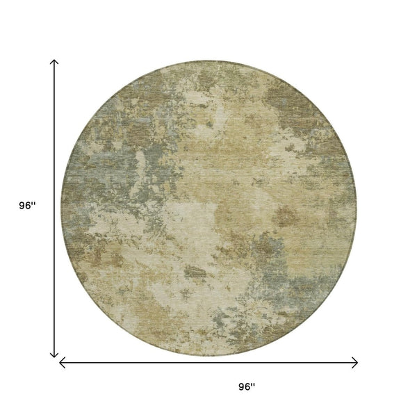 HomeRoots 8' Wheat Beige Round Abstract Area Rug – Durable, Washable & Stylish for Indoor/Outdoor Spaces! 688983