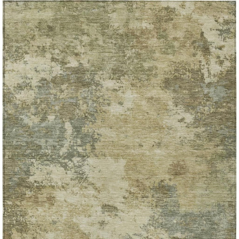 HomeRoots 8' X 10' Wheat and Beige Abstract Area Rug - Washable, Stain-Resistant, Perfect for Indoor/Outdoor Use 688984