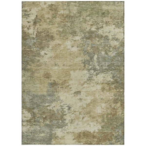 HomeRoots 8' X 10' Wheat and Beige Abstract Area Rug - Washable, Stain-Resistant, Perfect for Indoor/Outdoor Use 688984