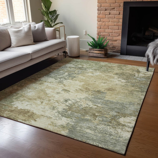 HomeRoots 9' Wheat and Beige Abstract Area Rug – Washable, Durable, Versatile Indoor/Outdoor Design for Any Space 688985