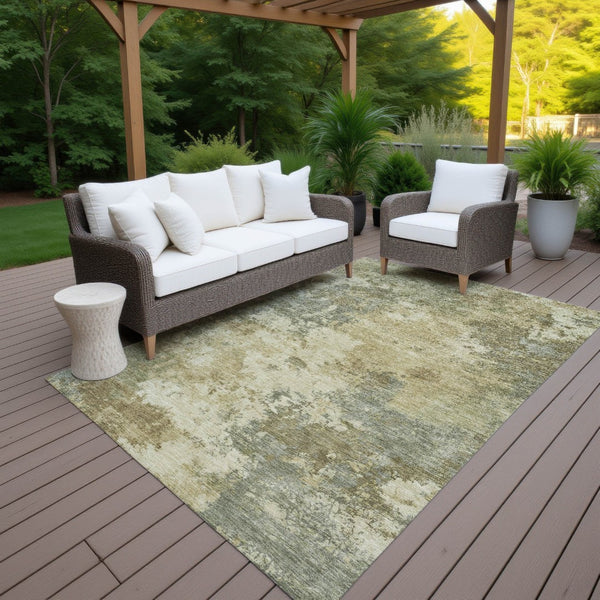 HomeRoots 9' Wheat and Beige Abstract Area Rug – Washable, Durable, Versatile Indoor/Outdoor Design for Any Space 688985