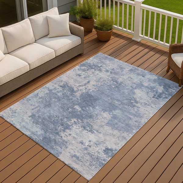 HomeRoots 5' X 8' Blue and Ivory Abstract Area Rug – Stylish, Washable, Durable for Indoor & Outdoor Spaces 688988