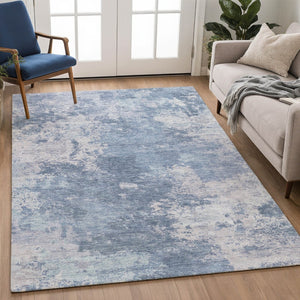 HomeRoots 5' X 8' Blue and Ivory Abstract Area Rug – Stylish, Washable, Durable for Indoor & Outdoor Spaces 688988