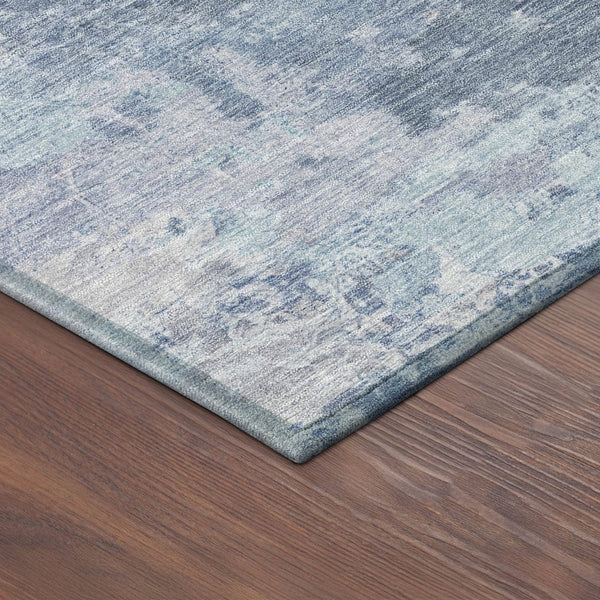HomeRoots 8' Blue And Ivory Round Abstract Area Rug - Modern, Washable Design for Indoor & Outdoor Spaces 688989
