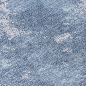 HomeRoots 8' Blue And Ivory Round Abstract Area Rug - Modern, Washable Design for Indoor & Outdoor Spaces 688989