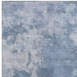 HomeRoots 8' X 10' Stylish Blue and Ivory Abstract Indoor-Outdoor Area Rug – Durable, Washable, and Versatile! 688990