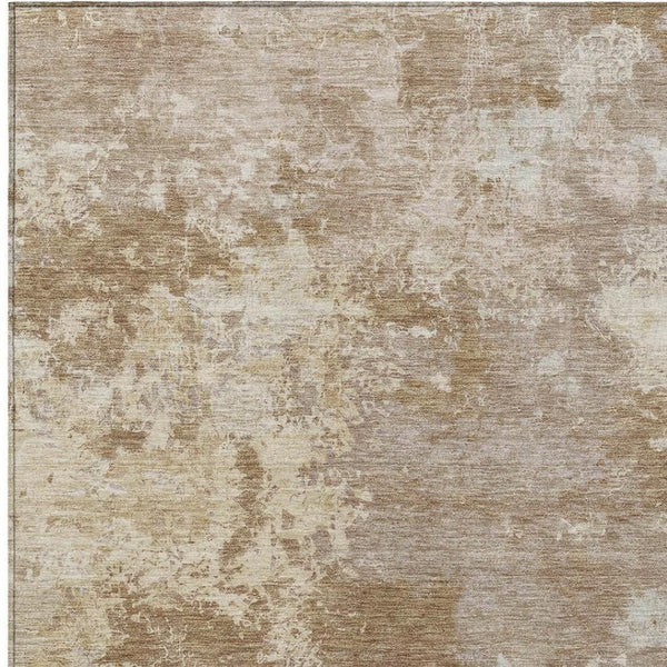 HomeRoots 5' X 8' Brown and Beige Abstract Area Rug - Stylish, Washable, Indoor/Outdoor, Stain-Resistant Design! 688994