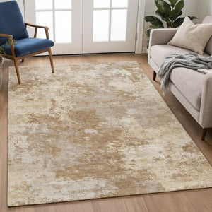 HomeRoots 5' X 8' Brown and Beige Abstract Area Rug - Stylish, Washable, Indoor/Outdoor, Stain-Resistant Design! 688994