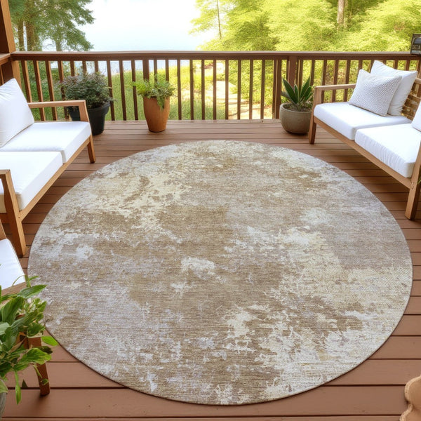 HomeRoots 8' Round Abstract Washable Indoor Outdoor Area Rug - Durable, Stylish, and Perfect for High-Traffic Spaces 688995
