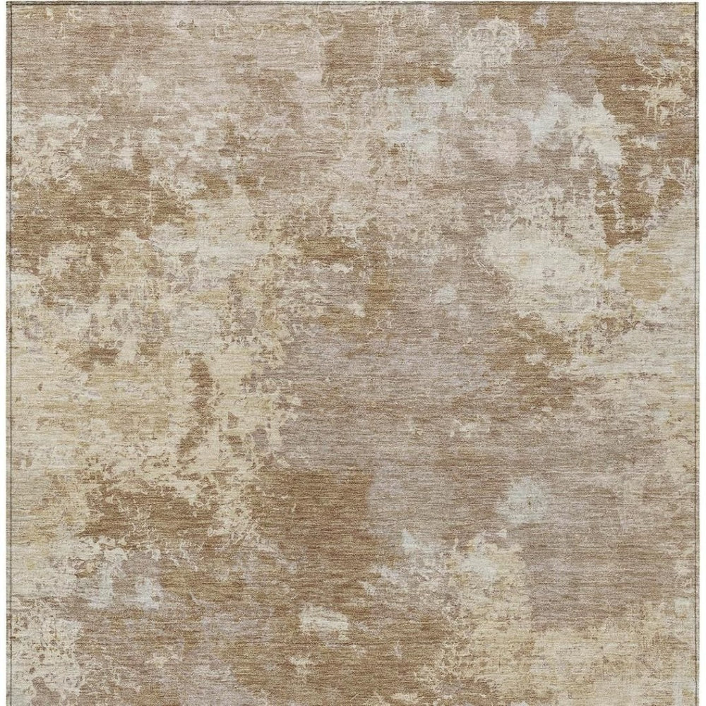 HomeRoots 9' Brown and Beige Abstract Washable Area Rug for Indoor/Outdoor Use - Stylish, Durable, Modern Design 688997