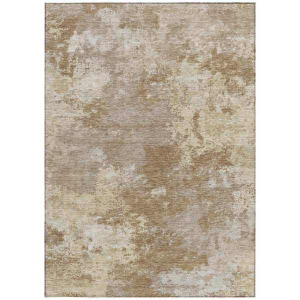 HomeRoots 9' Brown and Beige Abstract Washable Area Rug for Indoor/Outdoor Use - Stylish, Durable, Modern Design 688997