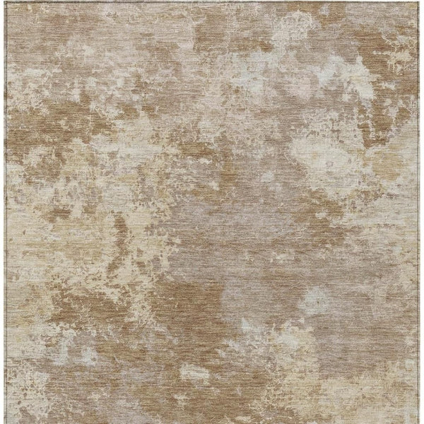 HomeRoots 10' Brown & Beige Abstract Washable Area Rug - Stylish Indoor/Outdoor Design, Stain-Resistant! 688998