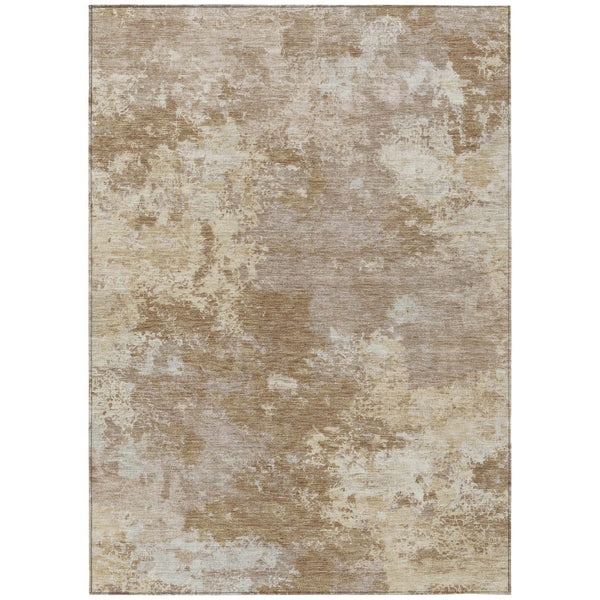 HomeRoots 10' Brown & Beige Abstract Washable Area Rug - Stylish Indoor/Outdoor Design, Stain-Resistant! 688998