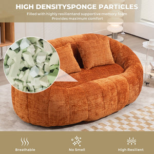 English Elm Bean Bean Bag Sofa High-Density Memory Foam Two-Seater Lounger High Back Chenille Cozy Support Orange W395P181437