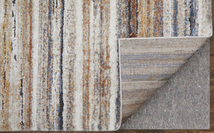 Feizy Rugs Gilmore Modern Geometric Stripes Rug - Vibrant Abstract Design For Stylish Contemporary Spaces Ivory,Orange,Gray Polypropylene Gil39mqfivymlti6a