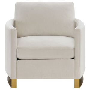English Elm Rufo Beige Curved Track Arm Chair with Gold Stainless Legs, Plush Upholstery for Modern Luxury (97) B062P331080