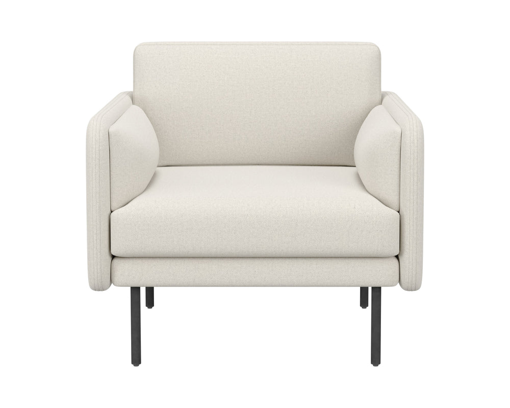 Sunpan Luella Armchair - Classic Mid-Century Design with Generously Cushioned Seating and Black Metal Legs Mina Ivory