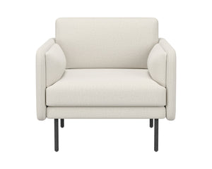 Sunpan Luella Armchair - Classic Mid-Century Design with Generously Cushioned Seating and Black Metal Legs Mina Ivory