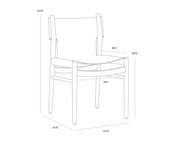 Sunpan ARGUS Dining Chair - Luxurious Nubuck Leather with Solid Oak Frame for Timeless Mid-Century Style 112682