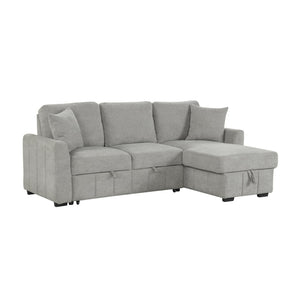 English Elm U_style Modular Sectional Sleeper Sofa with Storage Chaise and Cup Holders for Living Room Grey WY000467AAE