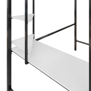 English Elm Axel Twin Loft Bed with Desk, Shelves & Mesh Guardrails — Space-Saving Metal Frame for Kids Teens Dorms B2733P358857