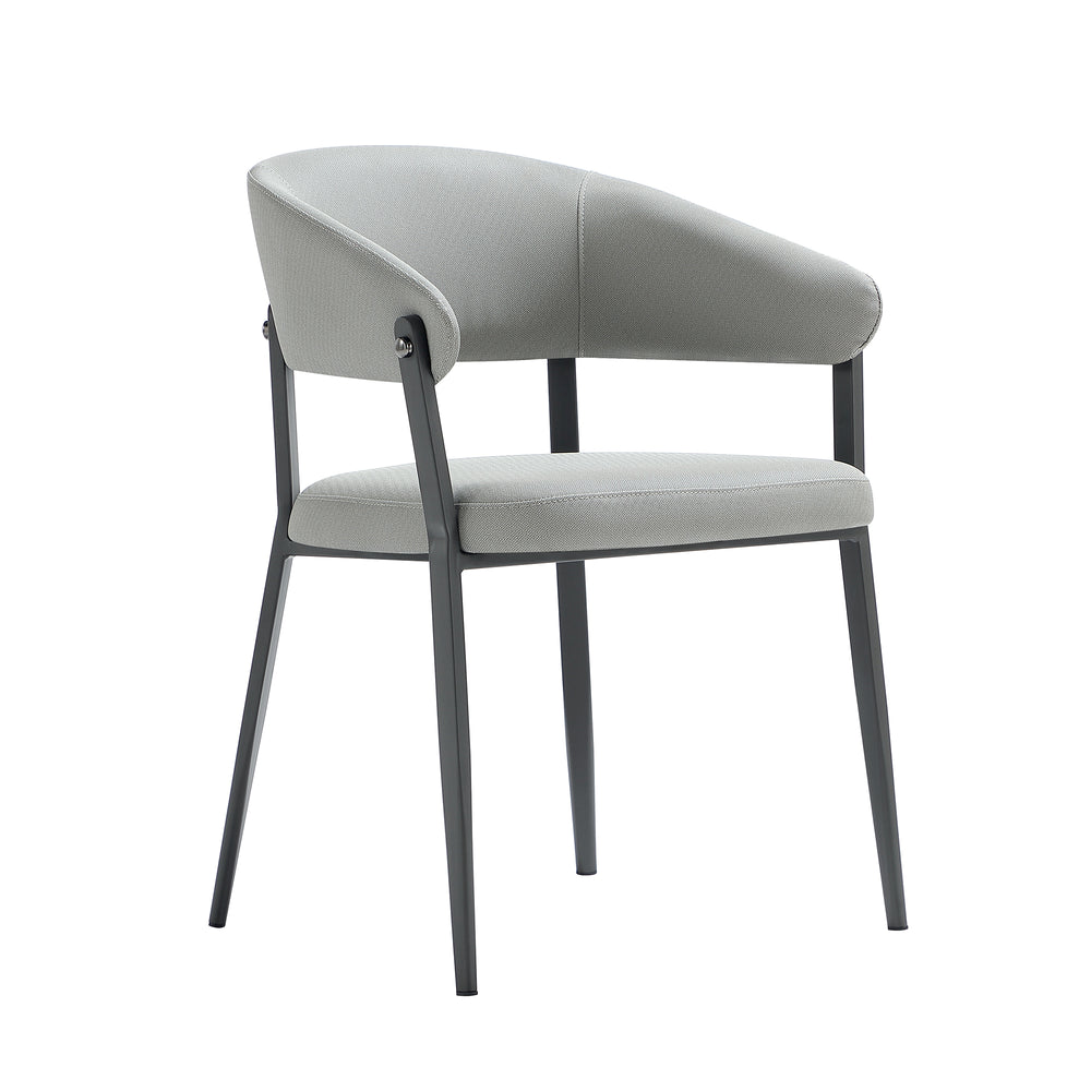 English Elm Belle Metal Upholstered Dining Chair in Stone Gray — Plush Foam Seat, Curved Back, Commercial Grade Modern Design B365P397750