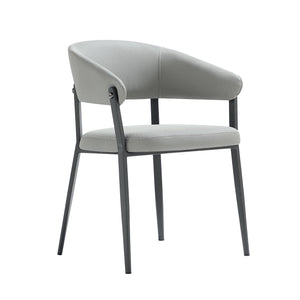 English Elm Belle Metal Upholstered Dining Chair in Stone Gray — Plush Foam Seat, Curved Back, Commercial Grade Modern Design B365P397750