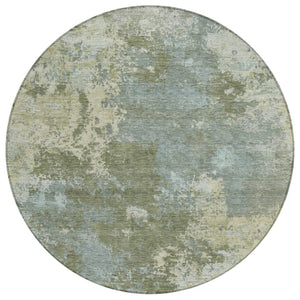 HomeRoots 8' Fern Green Round Abstract Area Rug - Durable, Washable, Stylish for Indoor & Outdoor Spaces! 689001