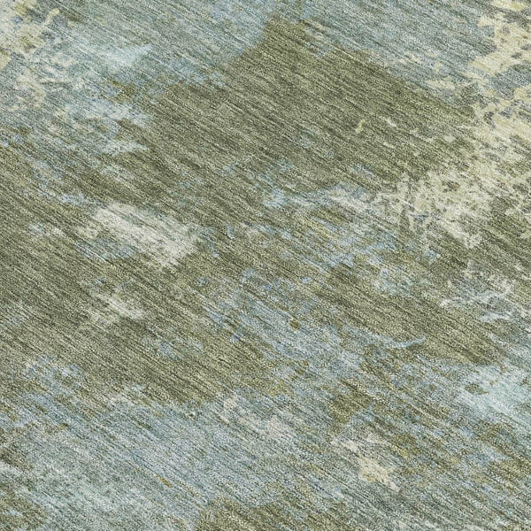 HomeRoots 9' X 12' Stylish Fern Green & Beige Abstract Washable Area Rug for Indoor & Outdoor Use 689003