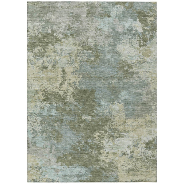 HomeRoots 9' X 12' Stylish Fern Green & Beige Abstract Washable Area Rug for Indoor & Outdoor Use 689003