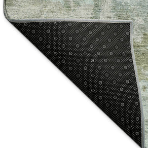 HomeRoots 9' X 12' Stylish Fern Green & Beige Abstract Washable Area Rug for Indoor & Outdoor Use 689003