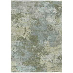 HomeRoots 10' Fern Green and Beige Abstract Indoor Outdoor Area Rug - Durable, Washable, Modern Style for High-Traffic Areas 689004