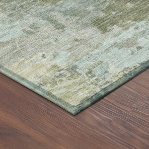 HomeRoots 10' Fern Green and Beige Abstract Indoor Outdoor Area Rug - Durable, Washable, Modern Style for High-Traffic Areas 689004