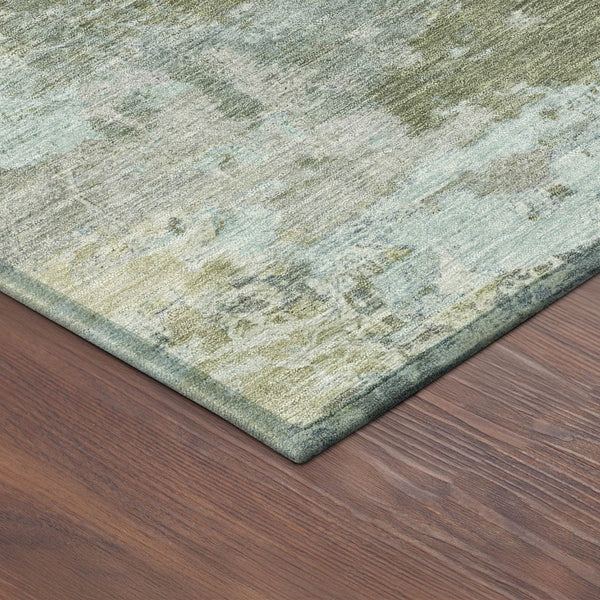 HomeRoots 10' Fern Green and Beige Abstract Indoor Outdoor Area Rug - Durable, Washable, Modern Style for High-Traffic Areas 689004