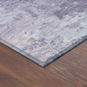 HomeRoots 8' Plum and Gray Round Abstract Area Rug – Stylish, Washable, Durable for Indoor & Outdoor Spaces 689007