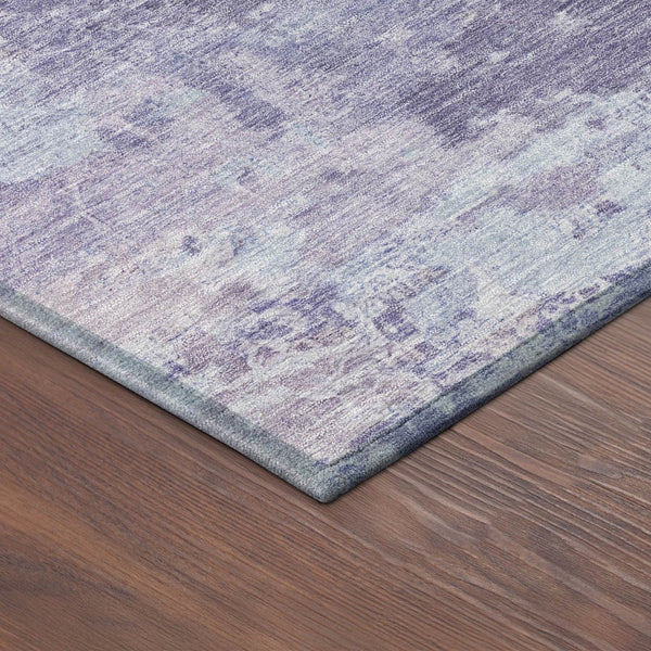HomeRoots 8' Plum and Gray Round Abstract Area Rug – Stylish, Washable, Durable for Indoor & Outdoor Spaces 689007