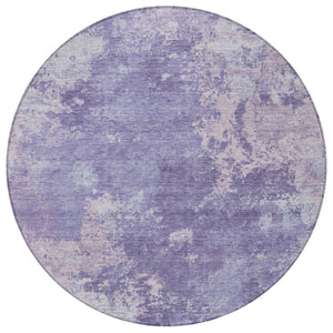 HomeRoots 8' Plum and Gray Round Abstract Area Rug – Stylish, Washable, Durable for Indoor & Outdoor Spaces 689007