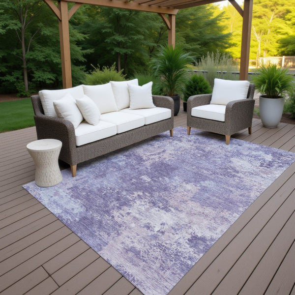 HomeRoots 10' Stylish Plum and Gray Abstract Washable Indoor/Outdoor Area Rug for Modern Spaces & Easy Care 689010
