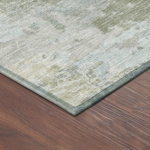 HomeRoots 8' Modern Sage and Gray Round Abstract Washable Area Rug - Perfect for Indoor and Outdoor Spaces! 689013