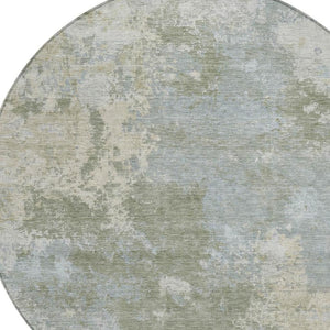 HomeRoots 8' Modern Sage and Gray Round Abstract Washable Area Rug - Perfect for Indoor and Outdoor Spaces! 689013