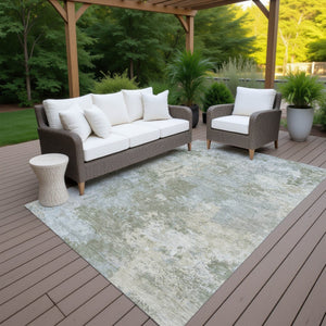 HomeRoots 8' X 10' Sage and Gray Abstract Area Rug - Stylish, Washable, Durable for Indoor & Outdoor Use! 689014