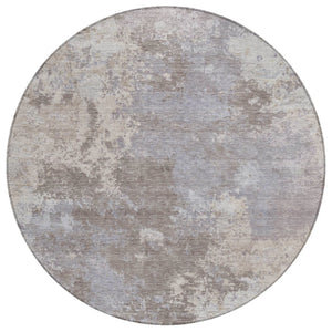 HomeRoots 8' Taupe and Beige Abstract Round Area Rug - Stylish, Washable, Durable for Indoor & Outdoor Use 689019