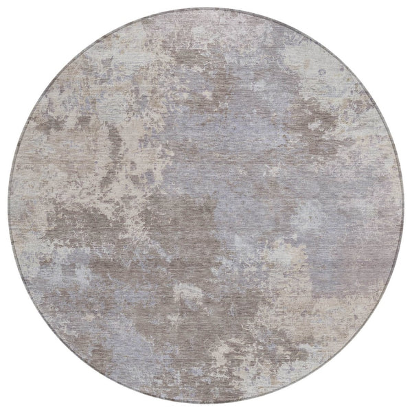 HomeRoots 8' Taupe and Beige Abstract Round Area Rug - Stylish, Washable, Durable for Indoor & Outdoor Use 689019