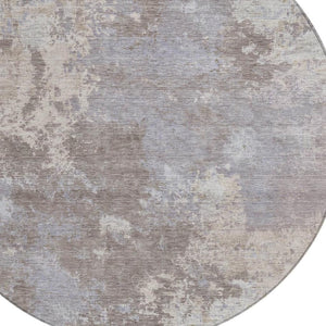 HomeRoots 8' Taupe and Beige Abstract Round Area Rug - Stylish, Washable, Durable for Indoor & Outdoor Use 689019